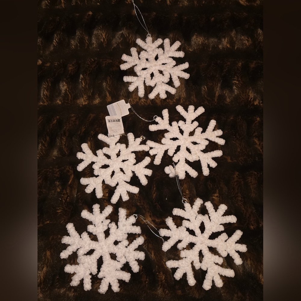 White Snowflake Ornament Bundle Minimalist Holiday Christmas Tree Decor